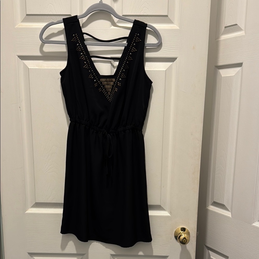 BeBop‎ Black V-Neck Backless Sundress stretch waist